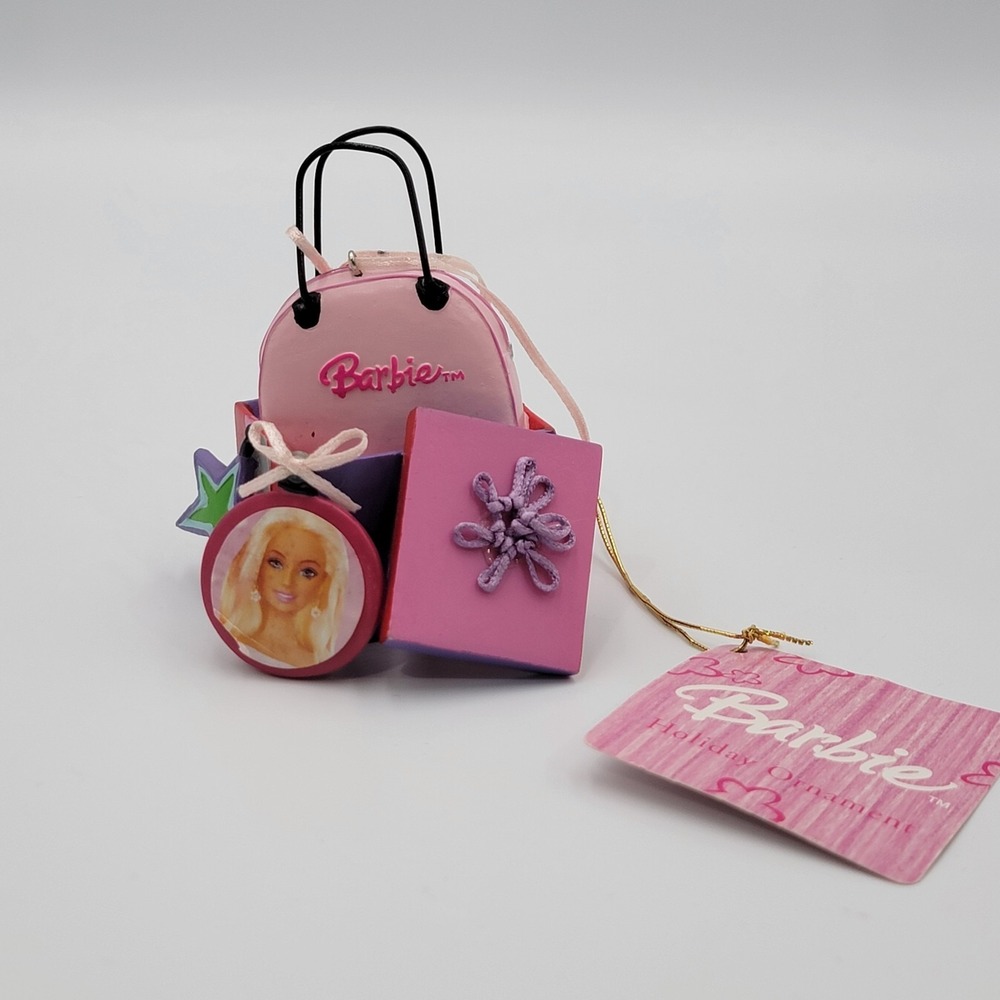 Barbie Pink Purple Bags Christmas Ornament 2006 Mattel Gift Present Glitter